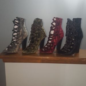 Crush Velvet Peep Toe Booties